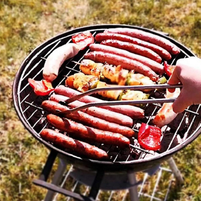 BBQ Tongs Stainless Steel Sausage Turning Grill Tongs for Bacon Steak Meat Vegetables Long Handle BBQ Grill Flipping Tongs Food-Grade Kitchen Cooking Tongs