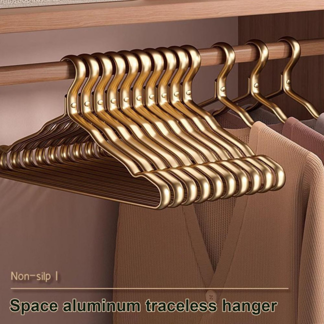 Clothes Hanger Max Load Bearing Anti-rust Aluminum Alloy Smooth Windproof Smooth Non-Slip Suit Coat Hanger Clothing Driying Rack Wardrobe Organizer
