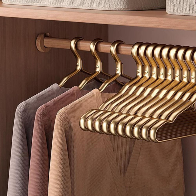 Clothes Hanger Max Load Bearing Anti-rust Aluminum Alloy Smooth Windproof Smooth Non-Slip Suit Coat Hanger Clothing Driying Rack Wardrobe Organizer
