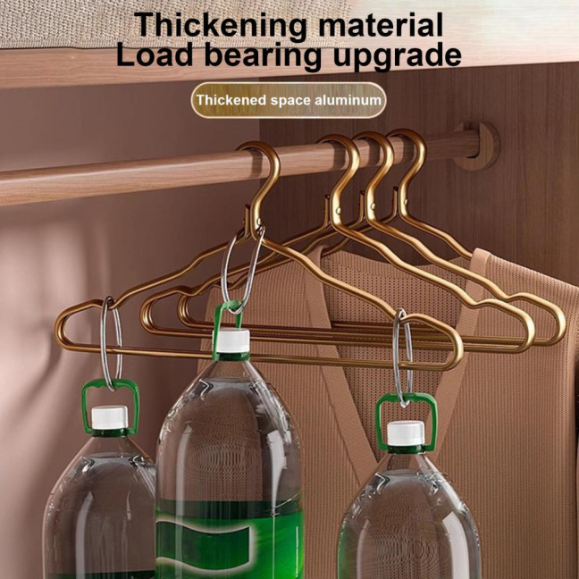 Clothes Hanger Max Load Bearing Anti-rust Aluminum Alloy Smooth Windproof Smooth Non-Slip Suit Coat Hanger Clothing Driying Rack Wardrobe Organizer