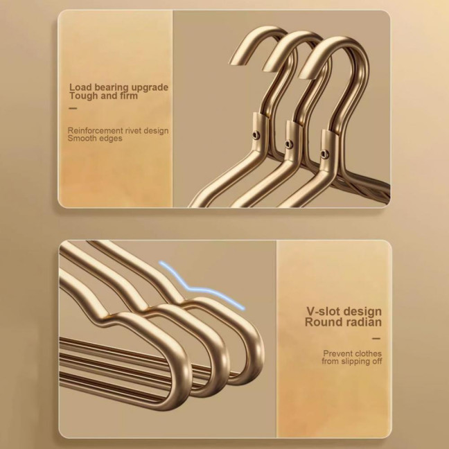 Clothes Hanger Max Load Bearing Anti-rust Aluminum Alloy Smooth Windproof Smooth Non-Slip Suit Coat Hanger Clothing Driying Rack Wardrobe Organizer