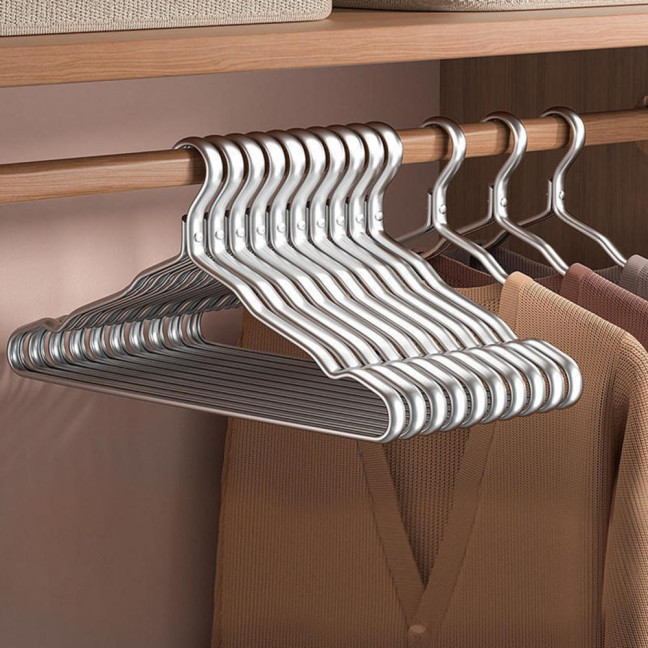 Clothes Hanger Max Load Bearing Anti-rust Aluminum Alloy Smooth Windproof Smooth Non-Slip Suit Coat Hanger Clothing Driying Rack Wardrobe Organizer