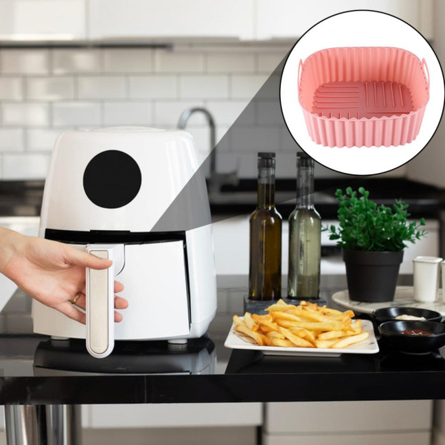 Silicone Air Fryer Basket Tray Square Reusable Silicone Pot for 7QT Air Fryer BPA-Free Steamer Oven Liner Easy Clean Air Fryer Accessory with Handles Silicone Air Fryer Basket Tray Square Reusable Silicone Pot for 7QT Air Fryer BPA-Free Steamer Oven Liner Easy Clean Air Fryer Accessory with Handles