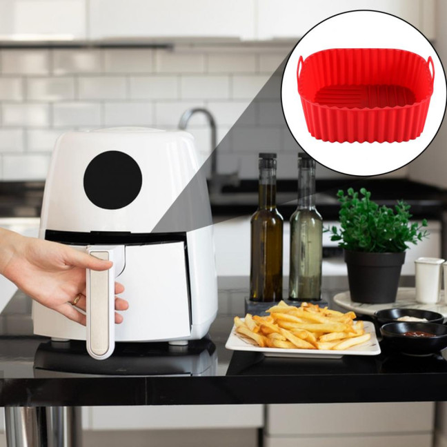 Silicone Air Fryer Basket Tray Square Reusable Silicone Pot for 7QT Air Fryer BPA-Free Steamer Oven Liner Easy Clean Air Fryer Accessory with Handles Silicone Air Fryer Basket Tray Square Reusable Silicone Pot for 7QT Air Fryer BPA-Free Steamer Oven Liner Easy Clean Air Fryer Accessory with Handles