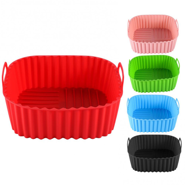 Silicone Air Fryer Basket Tray Square Reusable Silicone Pot for 7QT Air Fryer BPA-Free Steamer Oven Liner Easy Clean Air Fryer Accessory with Handles Silicone Air Fryer Basket Tray Square Reusable Silicone Pot for 7QT Air Fryer BPA-Free Steamer Oven Liner Easy Clean Air Fryer Accessory with Handles