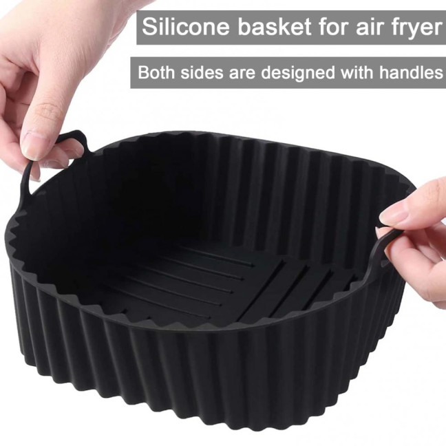Silicone Air Fryer Basket Tray Square Reusable Silicone Pot for 7QT Air Fryer BPA-Free Steamer Oven Liner Easy Clean Air Fryer Accessory with Handles Silicone Air Fryer Basket Tray Square Reusable Silicone Pot for 7QT Air Fryer BPA-Free Steamer Oven Liner Easy Clean Air Fryer Accessory with Handles