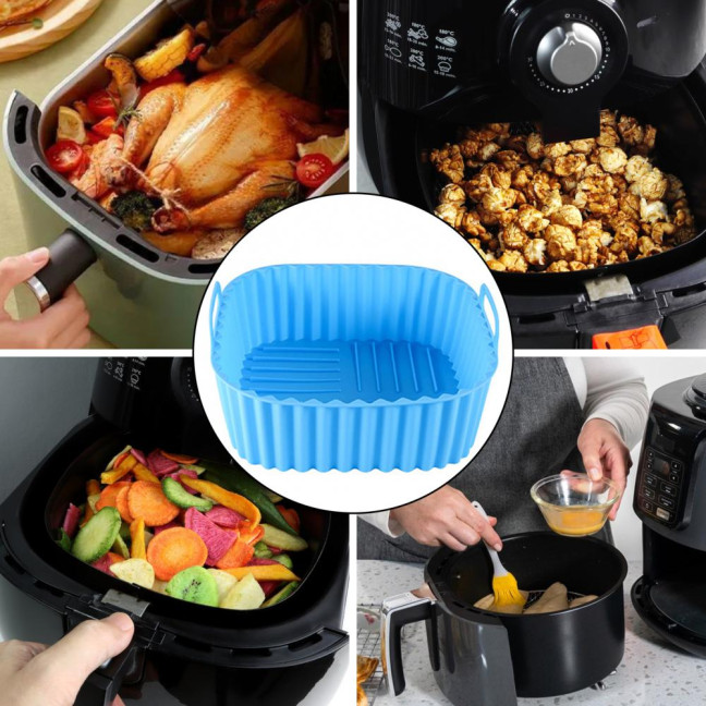 Silicone Air Fryer Basket Tray Square Reusable Silicone Pot for 7QT Air Fryer BPA-Free Steamer Oven Liner Easy Clean Air Fryer Accessory with Handles Silicone Air Fryer Basket Tray Square Reusable Silicone Pot for 7QT Air Fryer BPA-Free Steamer Oven Liner Easy Clean Air Fryer Accessory with Handles