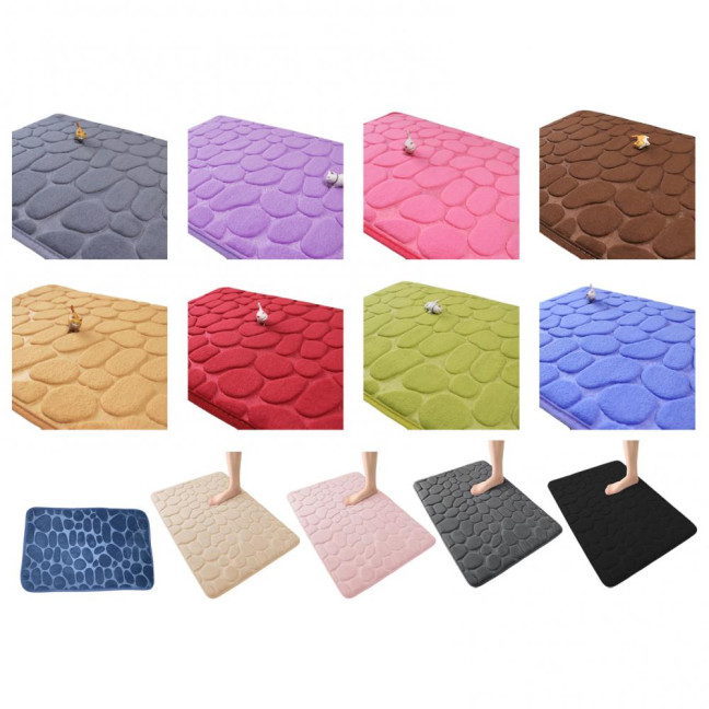 Floor Carpet Cartoon Pebble Thick Great Water Absorption Non Slip Soft No Odor Bathroom Rug Bedroom Entry Bath Shower Bathtub Carpet