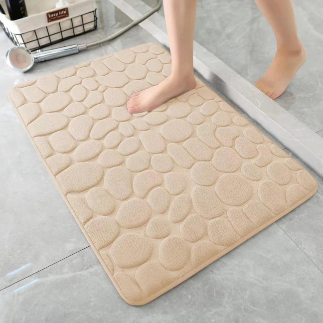 Floor Carpet Cartoon Pebble Thick Great Water Absorption Non Slip Soft No Odor Bathroom Rug Bedroom Entry Bath Shower Bathtub Carpet