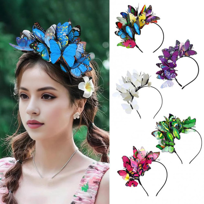 Colorful Butterflies Hair Hoop Girl Headband Crown Adjustable Tea Party Halloween Costume Adult Kid Headpiece Colorful Butterflies Hair Hoop Girl Headband Crown Adjustable Tea Party Halloween Costume Adult Kid Headpiece