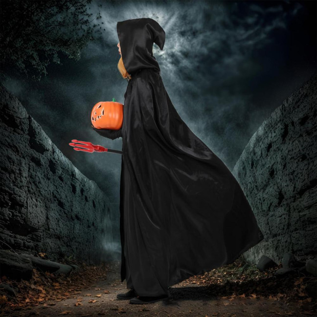 Halloween Cape Black Hooded Medieval Wizard Robe Cosplay Costume Adults Kids Halloween Performance Cloak Halloween Cape Black Hooded Medieval Wizard Robe Cosplay Costume Adults Kids Halloween Performance Cloak