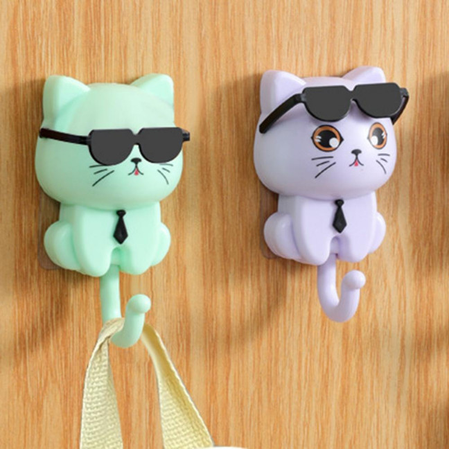 Storage Hook Strong Load-bearing Waterproof Cartoon Cat Shaped Coat Hook Scarf Bag Hanger Hook Wall Decoration