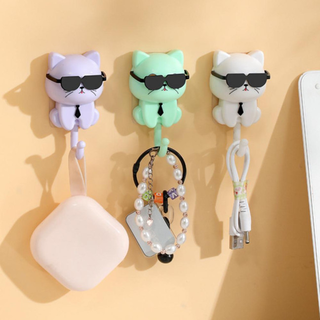 Storage Hook Strong Load-bearing Waterproof Cartoon Cat Shaped Coat Hook Scarf Bag Hanger Hook Wall Decoration
