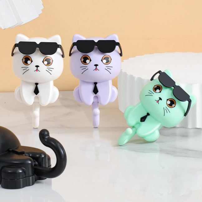 Storage Hook Strong Load-bearing Waterproof Cartoon Cat Shaped Coat Hook Scarf Bag Hanger Hook Wall Decoration
