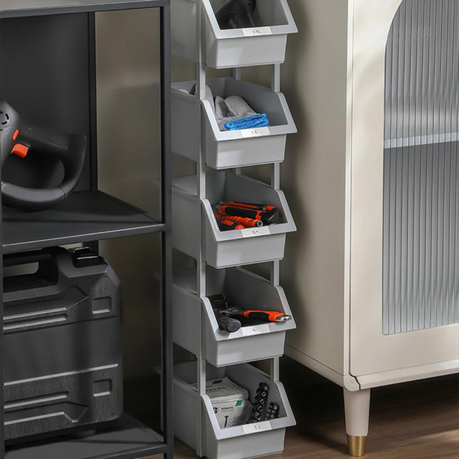 Layered Storage Box Desk Organizer Storage Box with Labels Stackable Multi-box Storage Set Easy to Assemble Storage Organizer for Office Home Supplies