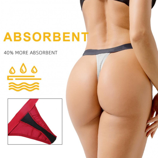 Women Panties Solid Color Four-layer Soft Butt-lifted Mid Waist Seamless Elastic Period Prevent Leakage Briefs Menstrual Thong Female Underwear