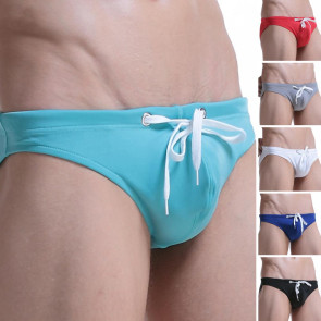Men Underwear Bikini Briefs with Adjustable Waist String Sexy Low-Rise Swim Trunks for Beach Swimming Surfing