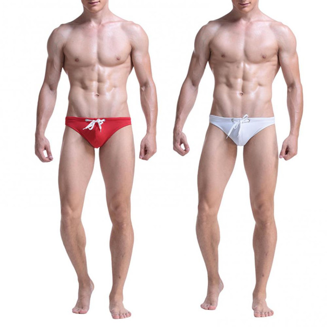 Men Underwear Bikini Briefs with Adjustable Waist String Sexy Low-Rise Swim Trunks for Beach Swimming Surfing