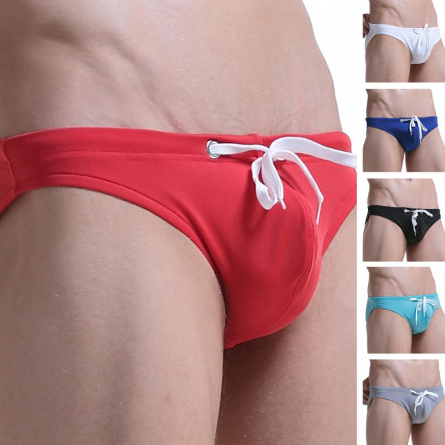 Men Underwear Bikini Briefs with Adjustable Waist String Sexy Low-Rise Swim Trunks for Beach Swimming Surfing
