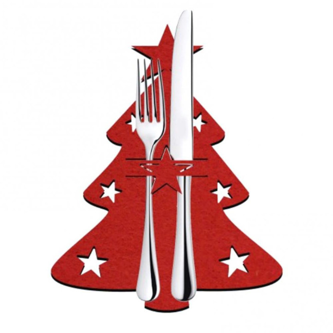 12Pcs Christmas Tableware Holder Flatware Bag Xmas Tree Cutlery Pockets Dinner Knife Fork Covers for Holiday Home Party Decorations