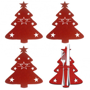 12Pcs Christmas Tableware Holder Flatware Bag Xmas Tree Cutlery Pockets Dinner Knife Fork Covers for Holiday Home Party Decorations