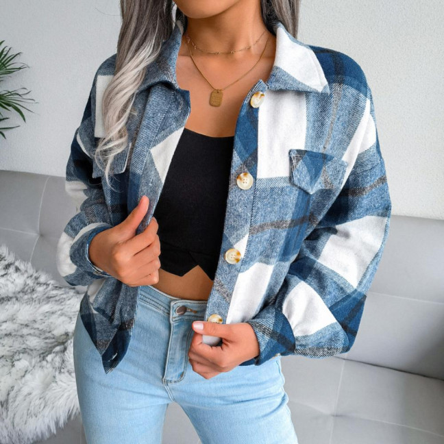 Fall Spring Women Jacket Contrast Color Plaid Print Turn-down Collar Single-breasted Fake Pocket Long Sleeves Loose Commuting Dating Coat Fall Spring Women Jacket Contrast Color Plaid Print Turn-down Collar Single-breasted Fake Pocket Long Sleeves Loose Commuting Dating Coat