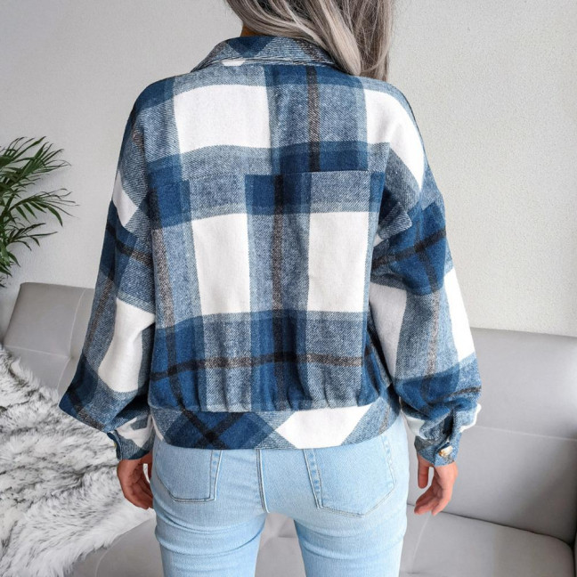 Fall Spring Women Jacket Contrast Color Plaid Print Turn-down Collar Single-breasted Fake Pocket Long Sleeves Loose Commuting Dating Coat Fall Spring Women Jacket Contrast Color Plaid Print Turn-down Collar Single-breasted Fake Pocket Long Sleeves Loose Commuting Dating Coat