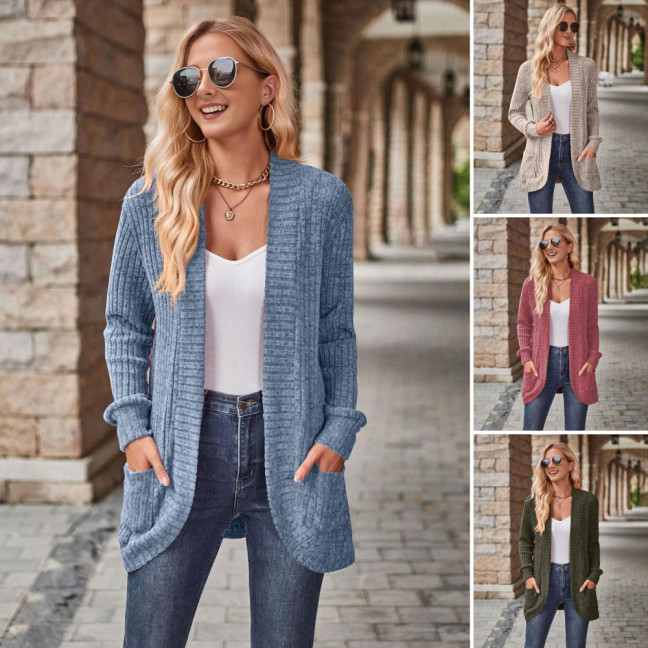 Women Sweater Jacket Open Stitch Knitted Solid Color Coat Loose Thermal Long Sleeved Commuting Dating Spring Fall Winter Outerwear Women Sweater Jacket Open Stitch Knitted Solid Color Coat Loose Thermal Long Sleeved Commuting Dating Spring Fall Winter Outerwear
