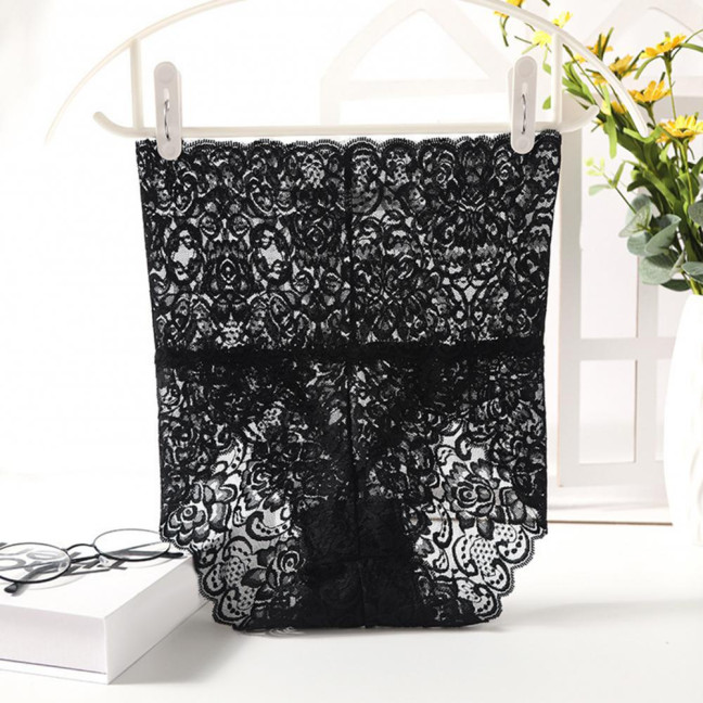 Women Panties High Waist Hollow Out Lace Good Breathability Floral Embroidery Solid Color Briefs Slim Fit Thin Quick Dry Casual Sport Lady Underpants