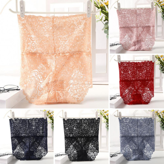 Women Panties High Waist Hollow Out Lace Good Breathability Floral Embroidery Solid Color Briefs Slim Fit Thin Quick Dry Casual Sport Lady Underpants