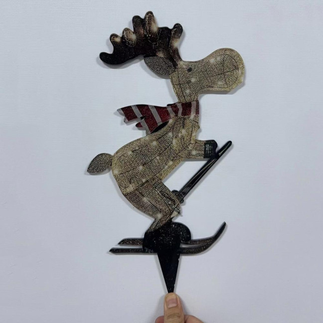 Lighted Reindeer Ornaments Glowing Ski Deer Statue with LED Lights String 3D Standing Reindeer Figurines for Christmas Decoration Indoor Outdoor Display Lighted Reindeer Ornaments Glowing Ski Deer Statue with LED Lights String 3D Standing Reindeer Figurines for Christmas Decoration Indoor Outdoor Display