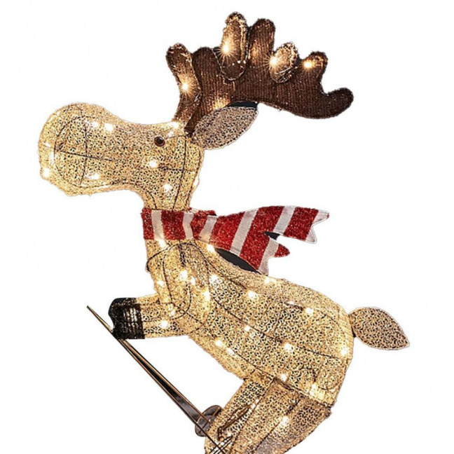 Lighted Reindeer Ornaments Glowing Ski Deer Statue with LED Lights String 3D Standing Reindeer Figurines for Christmas Decoration Indoor Outdoor Display Lighted Reindeer Ornaments Glowing Ski Deer Statue with LED Lights String 3D Standing Reindeer Figurines for Christmas Decoration Indoor Outdoor Display
