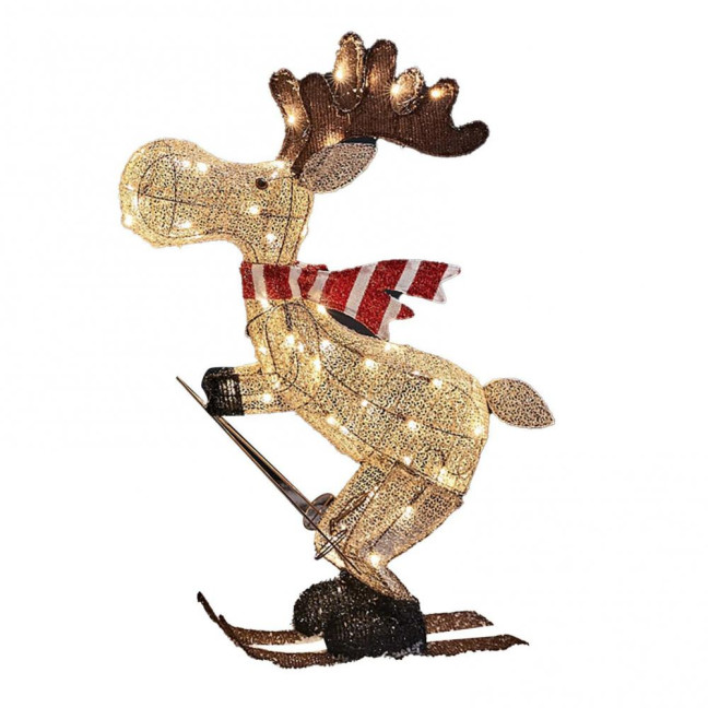 Lighted Reindeer Ornaments Glowing Ski Deer Statue with LED Lights String 3D Standing Reindeer Figurines for Christmas Decoration Indoor Outdoor Display Lighted Reindeer Ornaments Glowing Ski Deer Statue with LED Lights String 3D Standing Reindeer Figurines for Christmas Decoration Indoor Outdoor Display