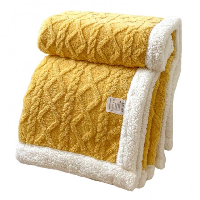 Winter Thickened Blanket Double-sided Fluff Plush Double-layer 3D Jacquard Solid Color Office Nap Dormitory Home Bed Sofa Travel Cozy Warm Blanket