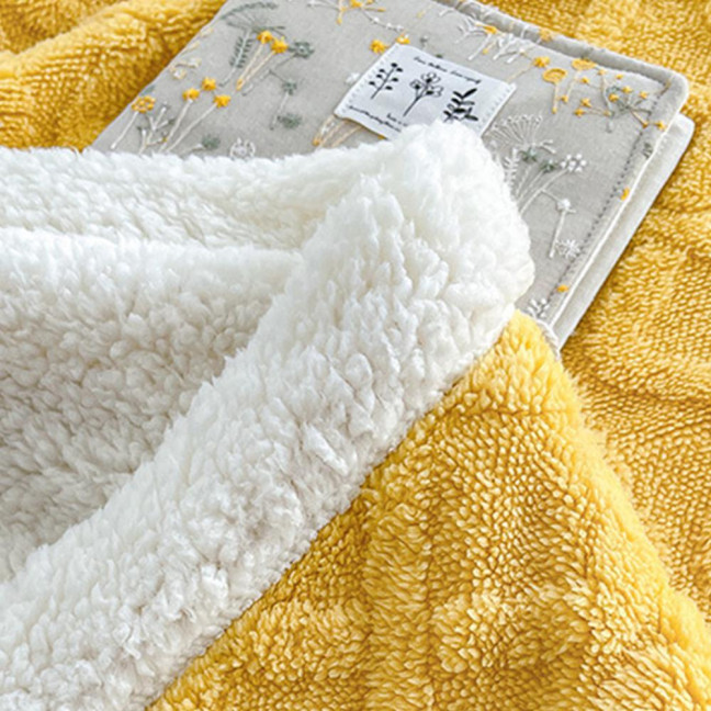 Winter Thickened Blanket Double-sided Fluff Plush Double-layer 3D Jacquard Solid Color Office Nap Dormitory Home Bed Sofa Travel Cozy Warm Blanket