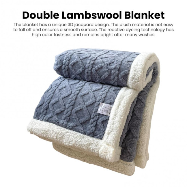Winter Thickened Blanket Double-sided Fluff Plush Double-layer 3D Jacquard Solid Color Office Nap Dormitory Home Bed Sofa Travel Cozy Warm Blanket