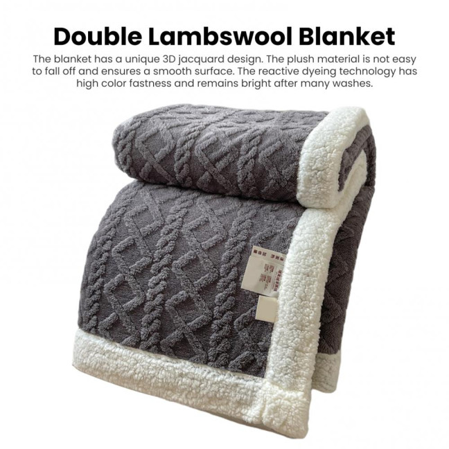 Winter Thickened Blanket Double-sided Fluff Plush Double-layer 3D Jacquard Solid Color Office Nap Dormitory Home Bed Sofa Travel Cozy Warm Blanket