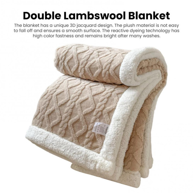 Winter Thickened Blanket Double-sided Fluff Plush Double-layer 3D Jacquard Solid Color Office Nap Dormitory Home Bed Sofa Travel Cozy Warm Blanket