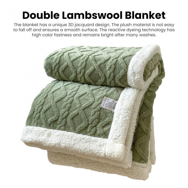 Winter Thickened Blanket Double-sided Fluff Plush Double-layer 3D Jacquard Solid Color Office Nap Dormitory Home Bed Sofa Travel Cozy Warm Blanket