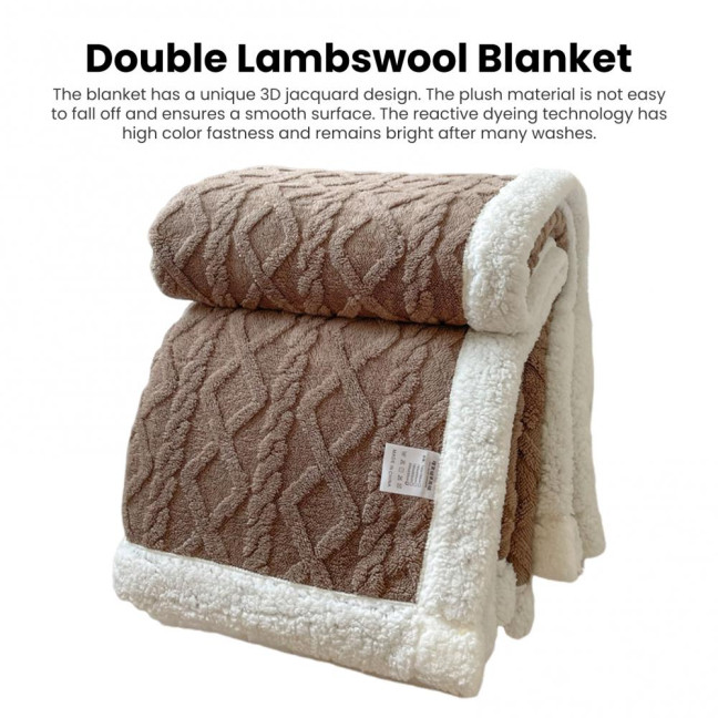 Winter Thickened Blanket Double-sided Fluff Plush Double-layer 3D Jacquard Solid Color Office Nap Dormitory Home Bed Sofa Travel Cozy Warm Blanket