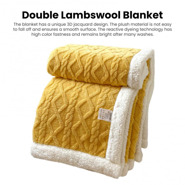 Winter Thickened Blanket Double-sided Fluff Plush Double-layer 3D Jacquard Solid Color Office Nap Dormitory Home Bed Sofa Travel Cozy Warm Blanket