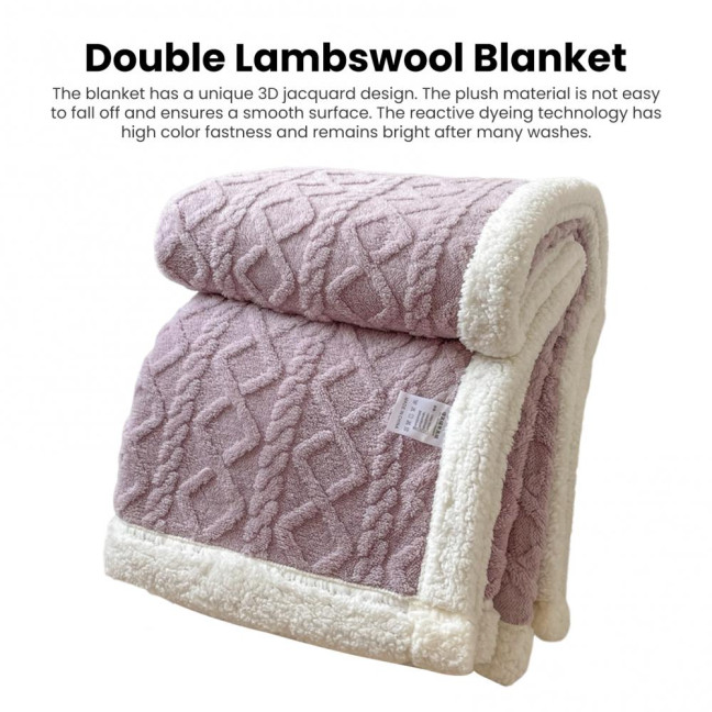 Winter Thickened Blanket Double-sided Fluff Plush Double-layer 3D Jacquard Solid Color Office Nap Dormitory Home Bed Sofa Travel Cozy Warm Blanket