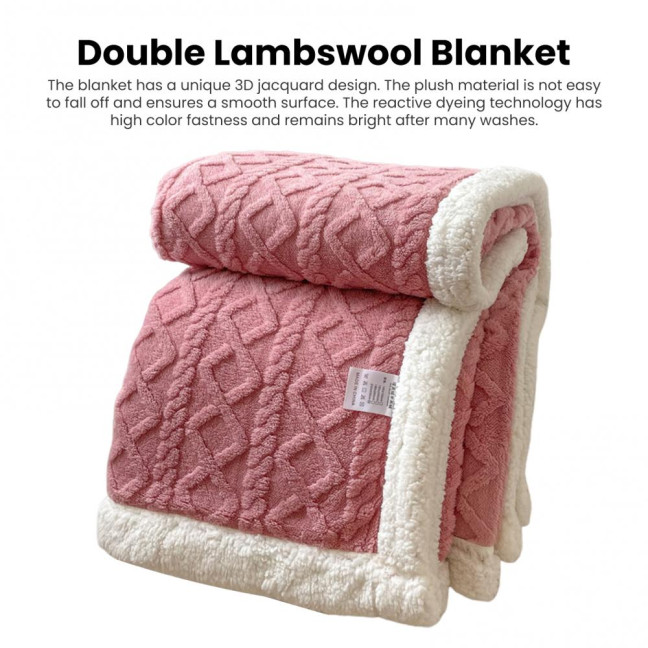 Winter Thickened Blanket Double-sided Fluff Plush Double-layer 3D Jacquard Solid Color Office Nap Dormitory Home Bed Sofa Travel Cozy Warm Blanket