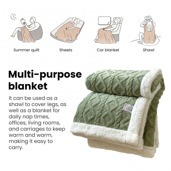 Winter Thickened Blanket Double-sided Fluff Plush Double-layer 3D Jacquard Solid Color Office Nap Dormitory Home Bed Sofa Travel Cozy Warm Blanket
