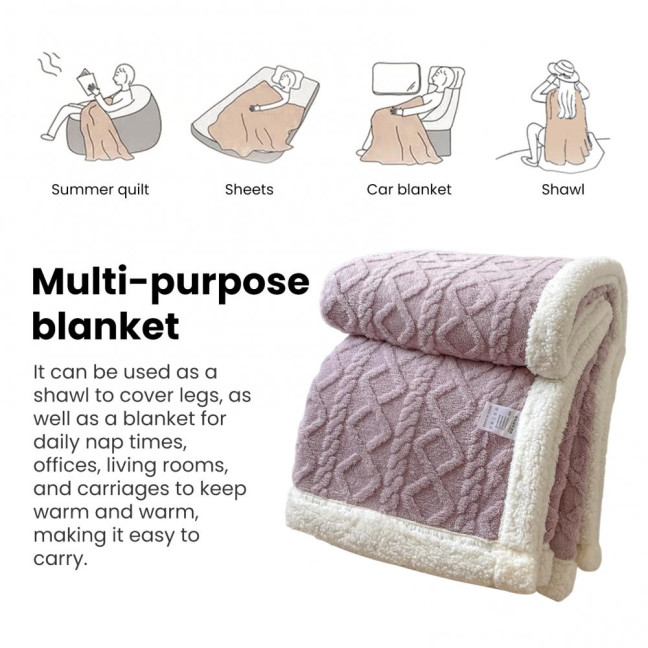 Winter Thickened Blanket Double-sided Fluff Plush Double-layer 3D Jacquard Solid Color Office Nap Dormitory Home Bed Sofa Travel Cozy Warm Blanket