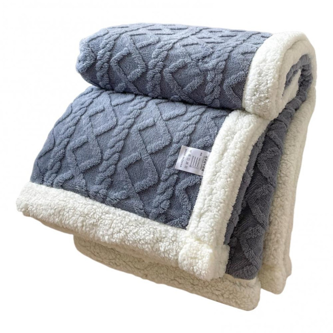 Winter Thickened Blanket Double-sided Fluff Plush Double-layer 3D Jacquard Solid Color Office Nap Dormitory Home Bed Sofa Travel Cozy Warm Blanket