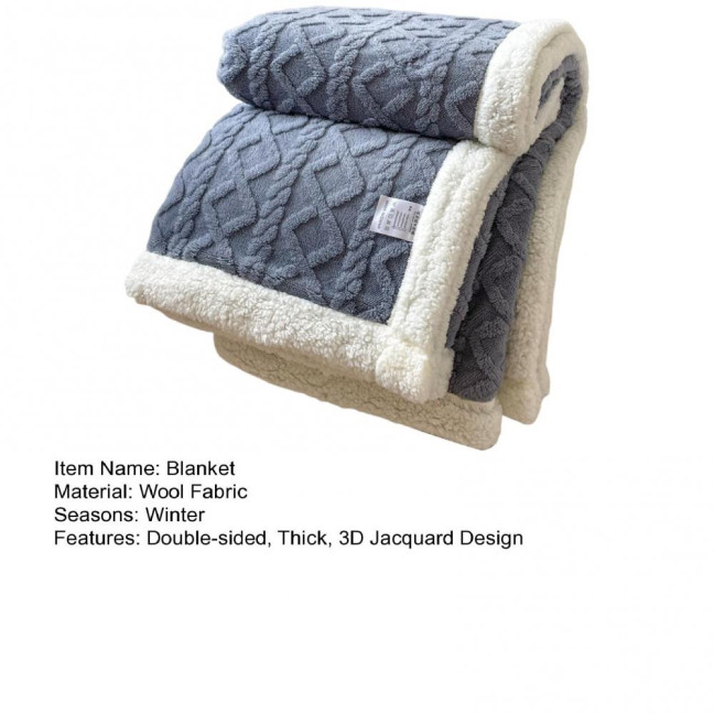 Winter Thickened Blanket Double-sided Fluff Plush Double-layer 3D Jacquard Solid Color Office Nap Dormitory Home Bed Sofa Travel Cozy Warm Blanket