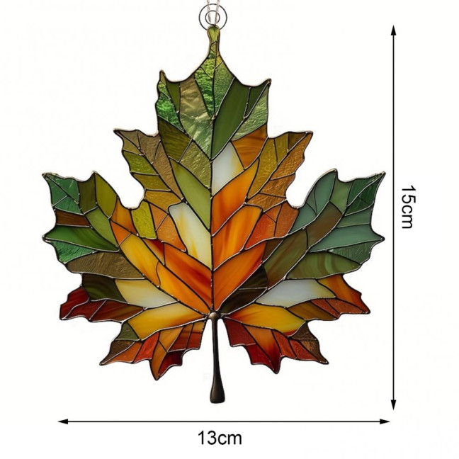 Maple Leaf Acrylic Pendant 3.9inch Window Wall Hanging Ornament Fall Maple Panel Suncatcher for Harvest Thanksgiving Autumn Party Supplies 