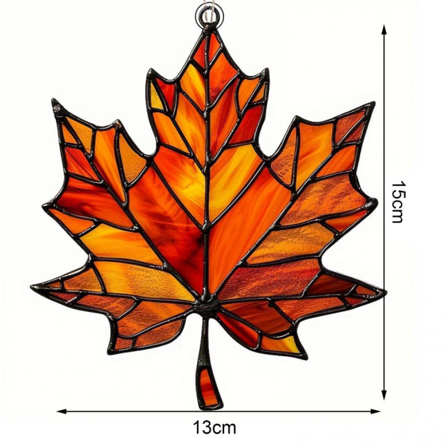 Maple Leaf Acrylic Pendant 3.9inch Window Wall Hanging Ornament Fall Maple Panel Suncatcher for Harvest Thanksgiving Autumn Party Supplies 