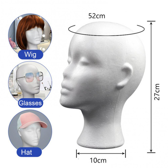 Foam Wig Head Tall Female Mannequin Hairpieces Display Holder Hats Sunglasses Headphone Headwear Stand Cosmetics Model Head Prop